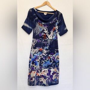 Anthro Golden Ratio Coquille Japonica
Watercolor Cowl Neck 100% Silk Dress 2